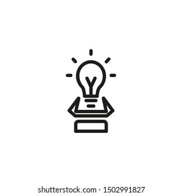 Creativity idea lightbulb line icon. Business concept. Vector illustration can be used for topics like business work management,