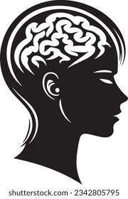 creativity and idea simple icons, vector, thinking head