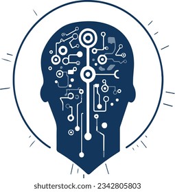 creativity and idea simple icons, vector, thinking head