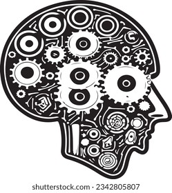 creativity and idea simple icons, vector, thinking head