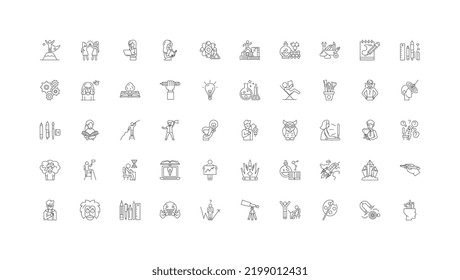 Creativity ideas, linear icons, line signs set, vector collection