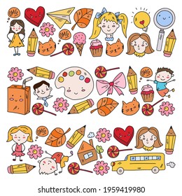 Creativity and imagination. Vector illustration. Children education.