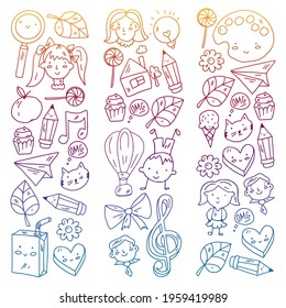 Creativity and imagination. Vector illustration. Children education.