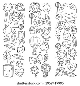 Creativity and imagination. Vector illustration. Children education.
