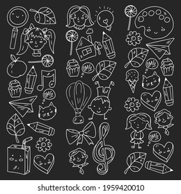 Creativity and imagination. Vector illustration. Children education.