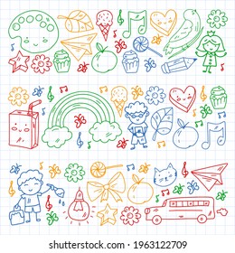 Creativity and imagination. Vector illustration. Children education.