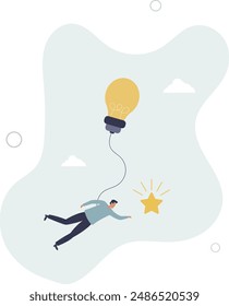 Creativity or innovation to help reach business goal, lightbulb idea to success, leadership to get solution to achieve goal.flat design.illustration with people.