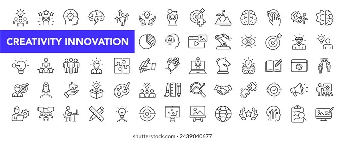 Creativity innovation icon set with editable stroke. Creative business solutions thin line icon collection. Vector illustration