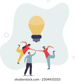 Creativity and innovation as key for successful marketing or new product .flat design with people.