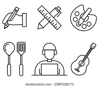 Creativity innovation set of web icons in line style