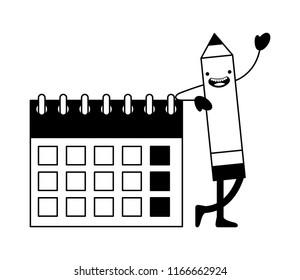 creativity kawaii pencil calendar planning