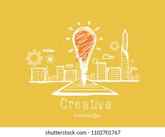 creativity  With knowledge vector,  design background, illustration,