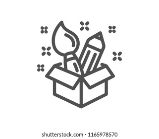 Creativity line icon. Design idea sign. Brush and pencil symbol. Quality design element. Classic style creativity. Editable stroke. Vector