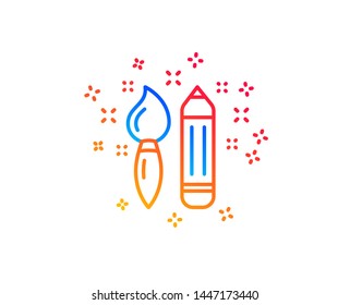 Creativity line icon. Graphic art sign. Brush and pencil symbol. Gradient design elements. Linear creativity icon. Random shapes. Vector