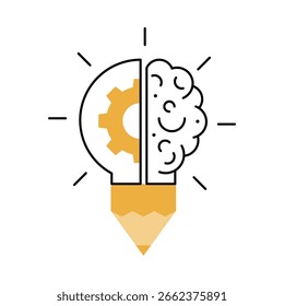 Icono de línea de creatividad con bombilla.