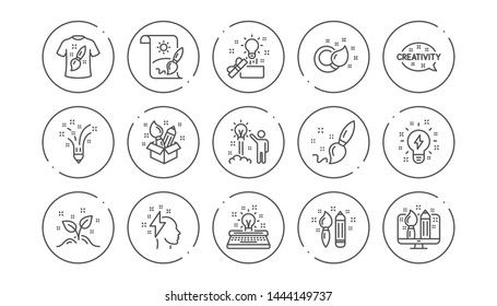 Creativity line icons. Creative designer, Idea and Inspiration. Brush and pencil linear icon set. Line buttons with icon. Editable stroke. Vector