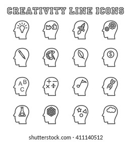 creativity line icons, mono vector symbols