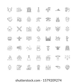 Creativity linear icons, signs, symbols vector line illustration set