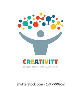 Creativity Logo Design. Creative Human Concept Sign. Idea Inspiration Icon. Future Innovation Technology. Vector Illustration. 