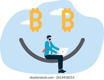 Creativity to make profit, Happy investment investment specialist and positive emotion celebrating.

