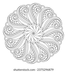 Mandala creativa de la página del libro de colorear o de papel para adultos. Fácil Mandala coloreando las páginas de libros para que los adultos puedan relajarse, las experiencias dan alivio. Archivo vector de tamaño considerable.