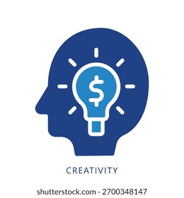 Ícone de mini ilustração de criatividade. Use Para Conceitos Modernos, Impressão, Ui, Kit Ux, Desenvolvimento De Web E Aplicativos. Vetor Relacionado Ao Financiamento De Negócios, Gestão E Muito Mais