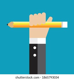 Creativity with pancil in hand, Vector illustration in flat style