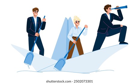 creativity paper ship business vector. model maritime, handmade art, hobby diy creativity paper ship business character. people flat cartoon illustration
