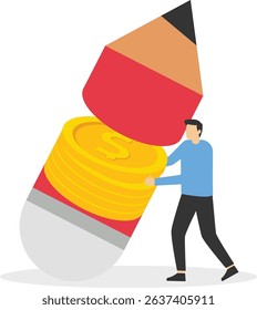 Creativity is a pencil made up of money and gold coins stock illustration

