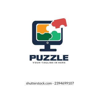 creativity puzzle network channel logo design template illustration inspiration