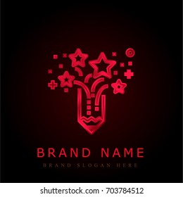 Creativity red chromium metallic logo