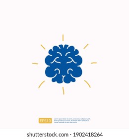 creativity related doodle icon concept with brain symbol. Creative design, idea, Inspiration, brainstorming, startup and think vector illustration