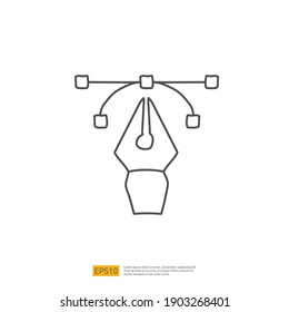 el concepto de icono de doodle relacionado con la creatividad con el símbolo de las herramientas de la curva y la pluma. Diseño creativo, idea, inspiración, dibujo, lluvia de ideas, inicio y pensamiento de línea de ilustración vectorial