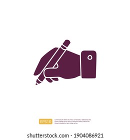 creativity related doodle icon concept writing hand with pencil symbol. Creative design, idea, Inspiration, brainstorming, startup and think vector illustration