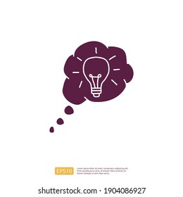 creativity related doodle icon concept with bulb lamp symbol. Creative design, drawing, idea, Inspiration, brainstorming, startup and think vector illustration