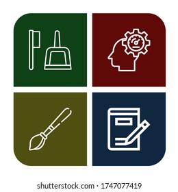 Kreativität einfache Symbole setzen. Enthält solche Symbole wie Pinsel, Innovation, Pinsel, Schrift, kann für Web, Handy und Logo verwendet werden