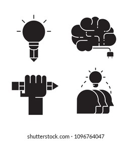creativity and smart thinking icons set