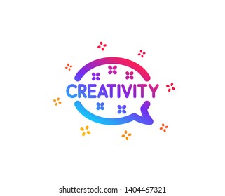 Creativity speech bubble icon. Graphic art sign. Inspiration symbol. Dynamic shapes. Gradient design creativity icon. Classic style. Vector
