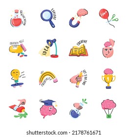 Creativity Stickers Pack- Flat Icons
