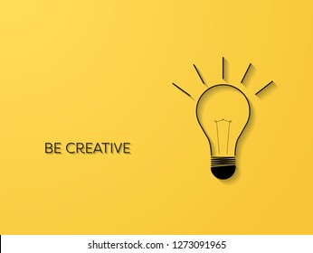 Creativity symbol with line art lightbulb with 3d shadows vector concept. Business symbol for idea, innovation, imagination. Eps10 vector illustration.