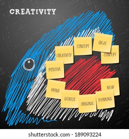Creativity Template concept made of post it notes, vector illustration. 