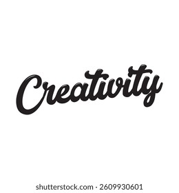 Creativity text on white background.