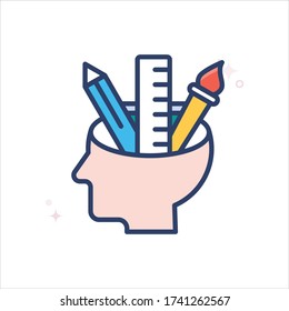 ilustración de estilo de icono de vector de creatividad. Icono de símbolo rellenado con esquema de inicio y Nueva empresa. EPS 10
