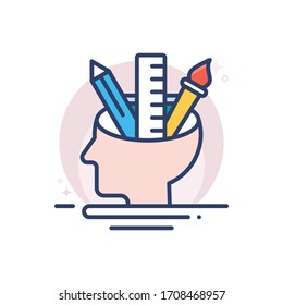 creativity vector illustration.  Startup and new business filled outline icon. 