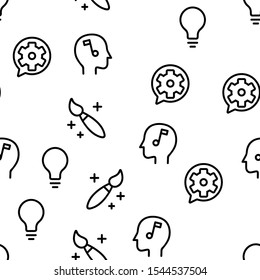 Creativity Vector Seamless Pattern Thin Line Illustration