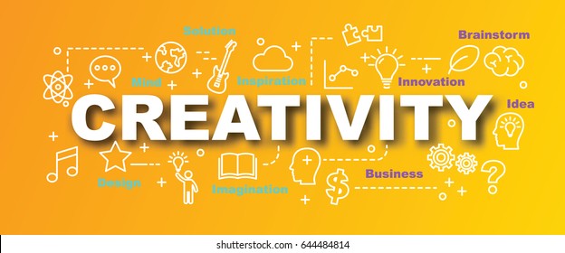 creativity vector trendy banner design concept, modern style with thin line art idea icons on trendy colors background
