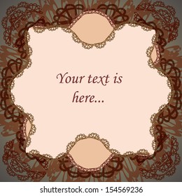 creativity vintage frame with lace pale red