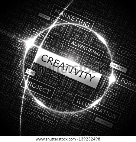 CREATIVITY. Word cloud concept illustration.