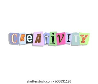 Creativity word in torn paper letters text
