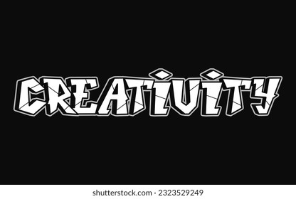 Creativity word trippy psychedelic graffiti style letters.Vector hand drawn doodle cartoon logo Creativity illustration. Funny cool trippy letters, fashion, graffiti style print for t-shirt, poster